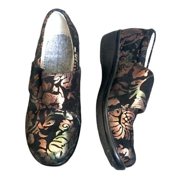 Alegria Lauryn Metallic Floral Clogs/Shoes Sz 39 (US 8.5/9) #47A - Picture 5 of 8